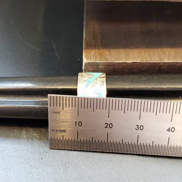 Size 6 925 Sterling Silver Wavy Inlay Heavy Tarnished Ring - Picture 5 of 6